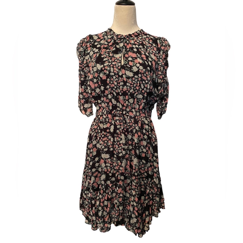 Shoshanna Black and Pink Floral Mini Dress